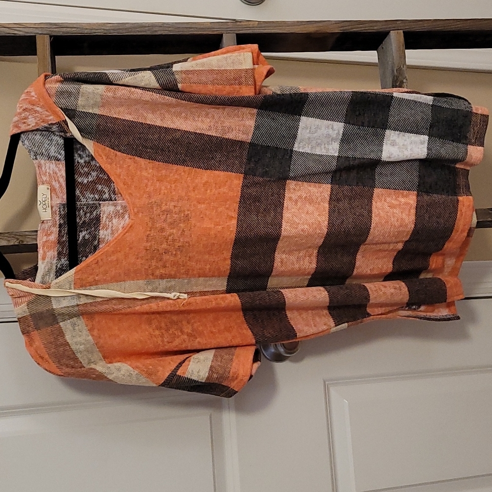 Hopely short sleeve plaid shirts with hood
